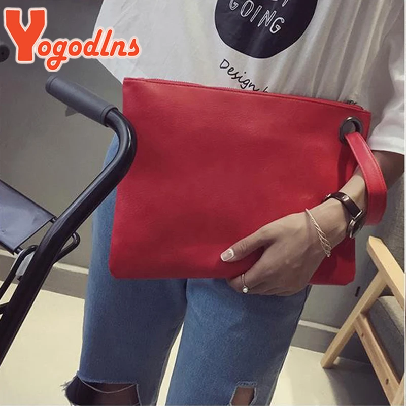 Yogodlns Fashion solid women\'s clutch bag leather women envelope bag clutch evening bag female Clutches Handbag free shipping