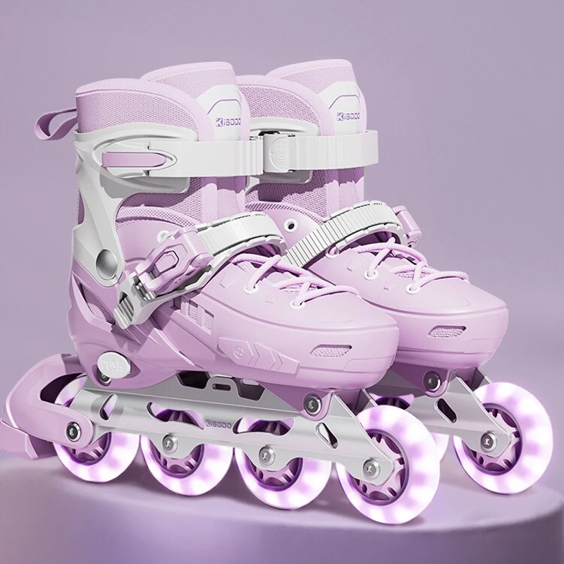 أطفال قابل للتعديل حذاء تزلج بعجلات بنين بنات 8 عجلات فلاش شفرات دوارة أحذية التزلج على الجليد إطار من الألومنيوم التزلج في الهواء الطلق المبتدئين #1