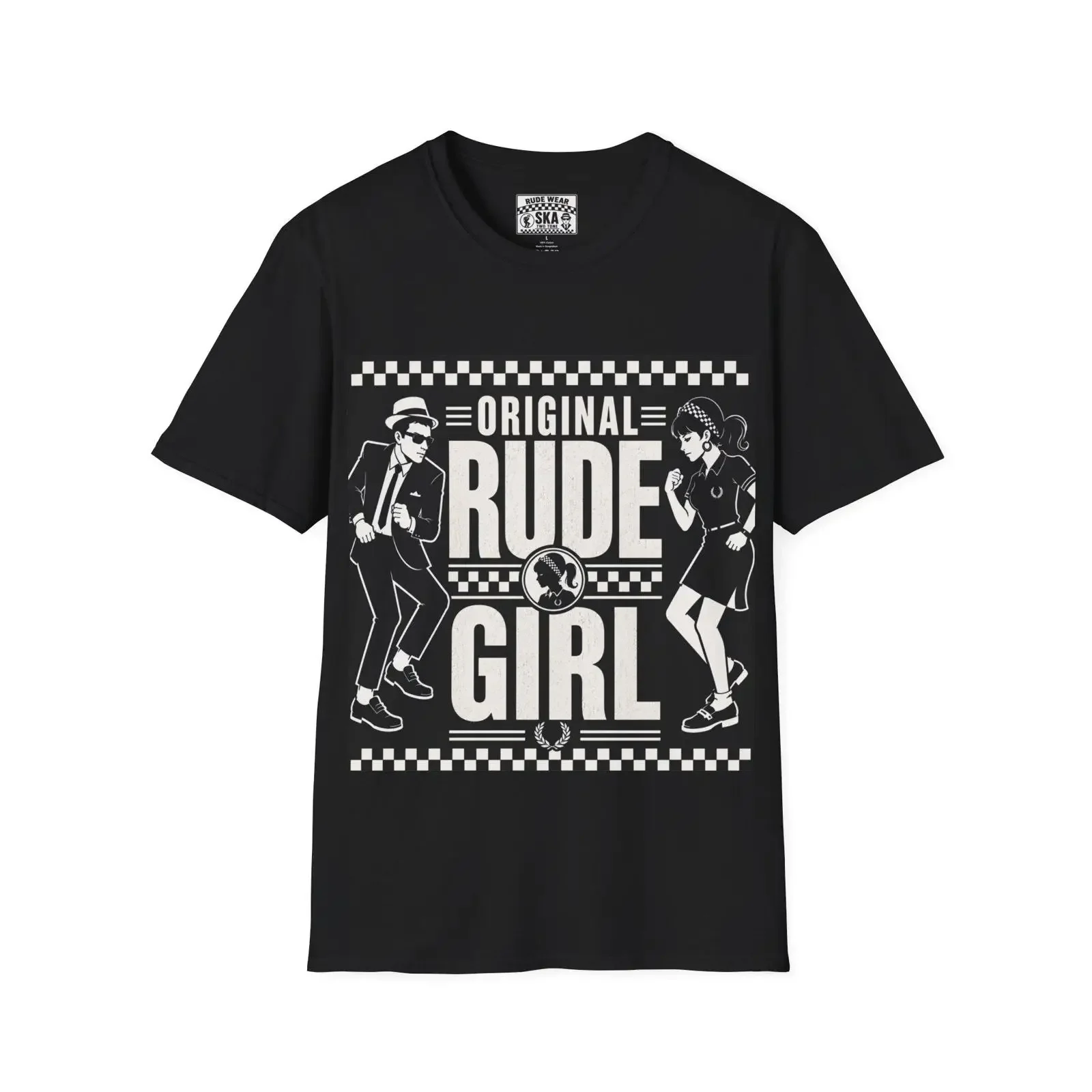 Rude Girl Old Skool Ska Two Tone Inspired T Shirt vintage Washed graphic Breathable Unisex Versatile designer clothes Soft