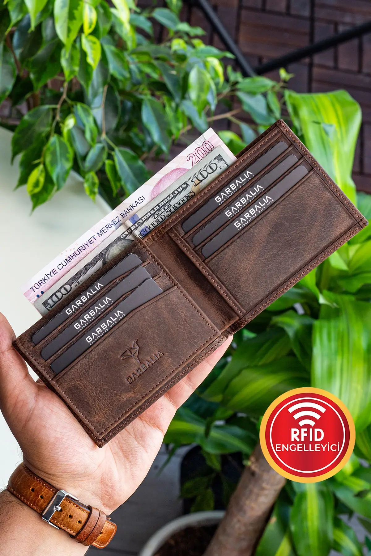 Genuine Leather Crazy Brown Classic Wallet Men's Gifts Multi Compartment Money Bags Father's Day Birthday Snap Coin Holder