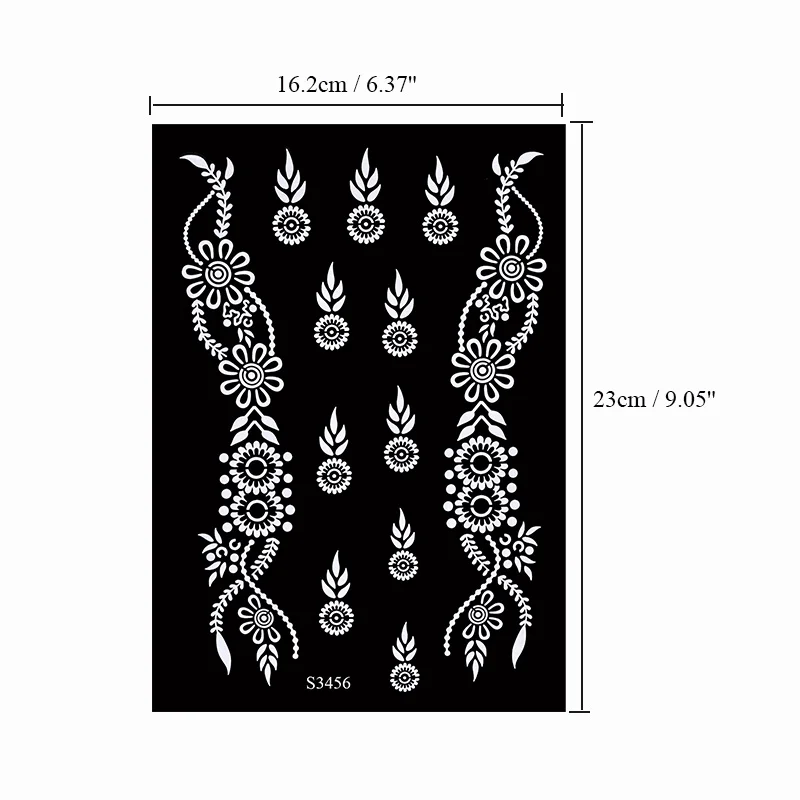 Henna Tattoo Stencils Reusable Painting Stencil for Hand Body Art Flower Temporary Tattoo Template Sleeve Wedding Bride Beauty