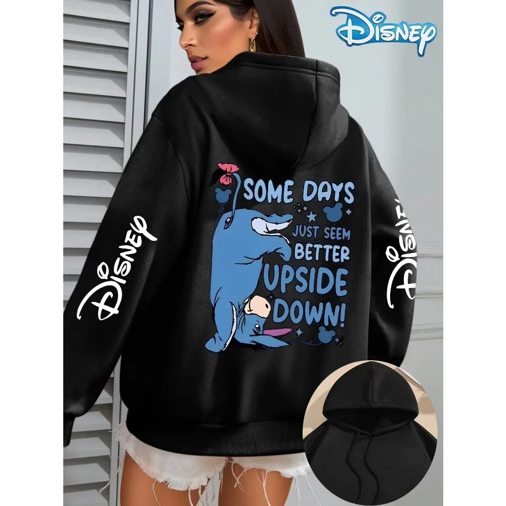 Disney feminino eeyore winnie the pooh hoodies masculino algodão moletom com capuz pulôver outono inverno casacos de tamanho grande topo respirável