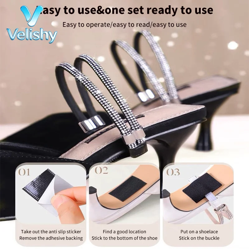 Rhinestone Ankle Shoe Straps Anti-slip High Heels Fixing Band Women Fashion Footwear Decor Tie Belts