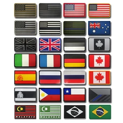 PVC Flag Patches UK Czech Spain France Germany Italy US Russia Army Military Tactical Hook Badge Rubber Shoulder Emblem Applique