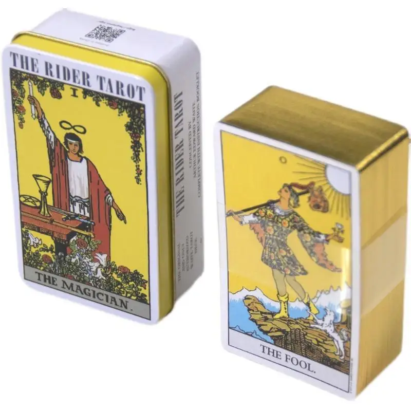 Rider Waite Tarot Deck in A Tin Box Gilded Edge for Fortune Telling Game Card Divination Fate Forecasting Tarot Cards