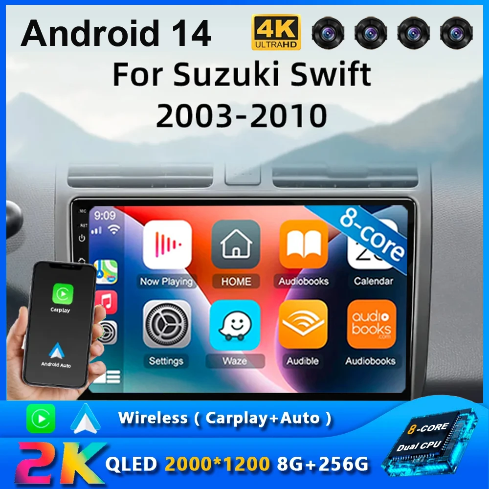 

For Suzuki Swift 2003 2006 2007 2008 2009 2010 Car Android 14 Radio Multimedia Player 2DIN Navigation GPS Video IPS 8 CORE 4G