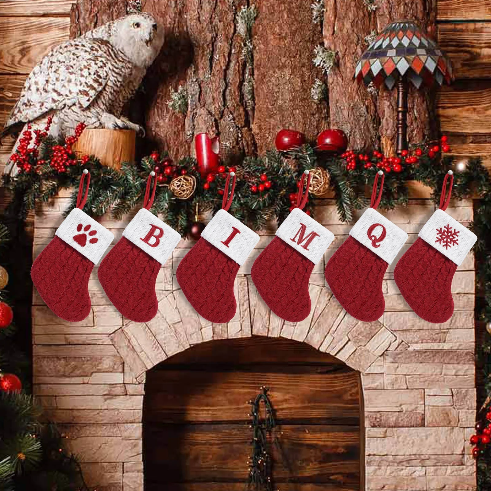 Cross-border Christmas Exquisite Red Christmas Socks Alphabet Candy Bag Ornaments Gift Bag Christmas Tree Pendant Home Decor