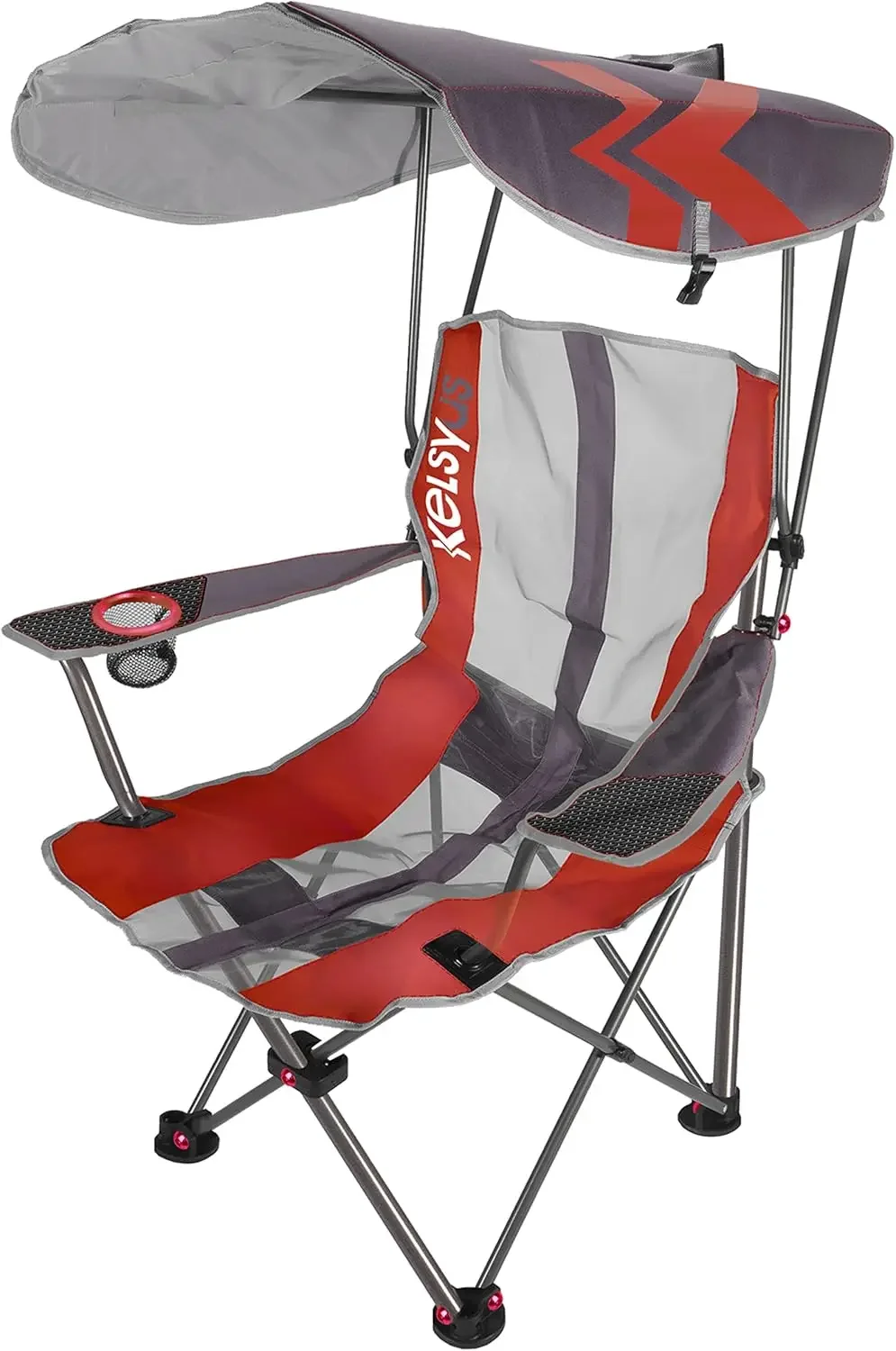 

Kelsyus Original Foldable Canopy Chair for Camping, Tailgates, and Outdoor Events, Grey/Red