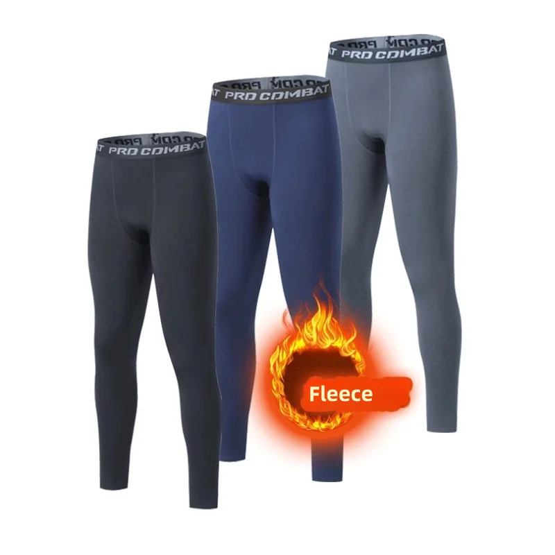 Ropa interior de invierno para hombre, pantalones cálidos de forro polar, mallas de compresión para correr, esquí, deportes, gimnasio, Fitness, secado rápido