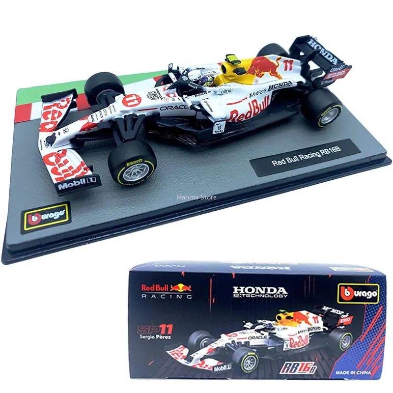 Burago-Voiture modèle en alliage Red Bull RB18 # 1Max Verstappen #11Sergio Perez, voiture de simulation réfléchissante, style casque de conducteur, 1:43, 2022