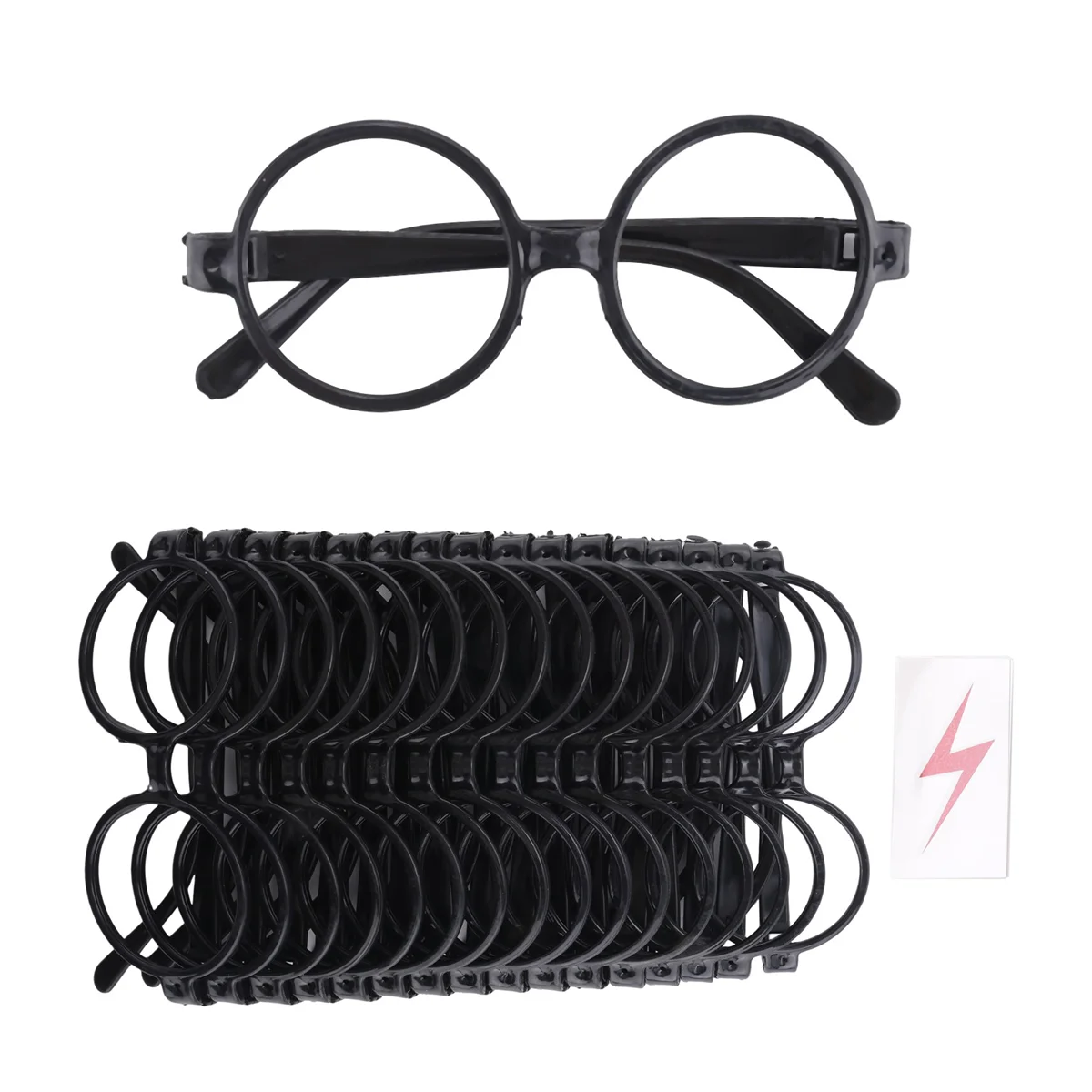 16Pcs Wizard Glasses with Round Frame No Lenses and Tattoos for Kids Halloween,Costume