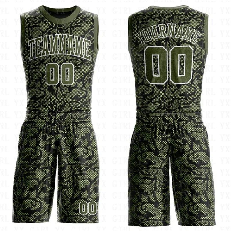 Custom Green White-Gold Round Neck Sublimation Basketball Suit Jersey 3D Printed Tank Tops And Shorts Personlized Team