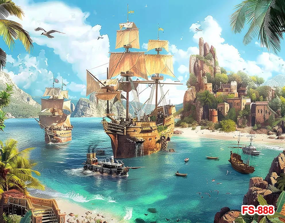 Meninos aniversário aventura festa decorações, navio à vela, navegação, ilha pirata, cenários oceânicos, fundos, adereços de foto cabine