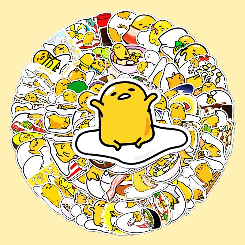 100Pcs Sanrio Gudetama PVC Sticker Cute Anime Children's Stationery Decoration Scrapbooking Kids School Supplies Gifts Wholesale