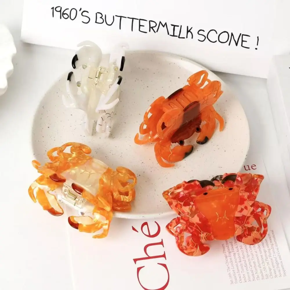

Модная заколка для волос из ацетата Sweet Crab, геометрическая заколка для хвоста, заколка в виде океанского животного, акулы, милая новинка, креативная заколка для волос, коготь для путешествий