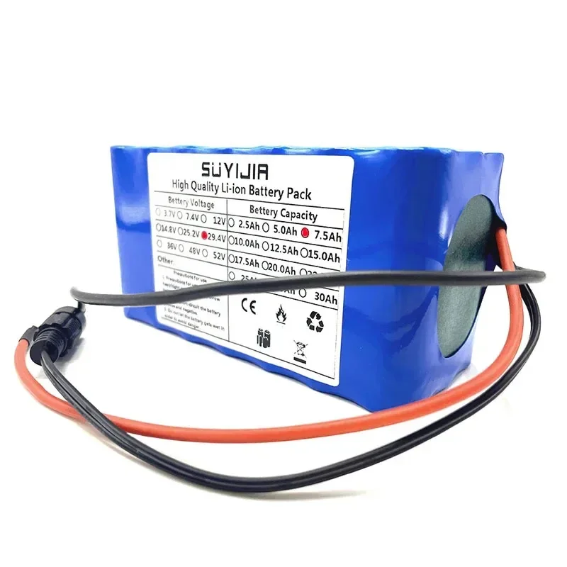 Novo pacote de bateria 24v 7s3p 18650 li-ion 24v 7500mah 5ah com bms + 29.4v 2a carregador para bicicleta elétrica bateria de lítio