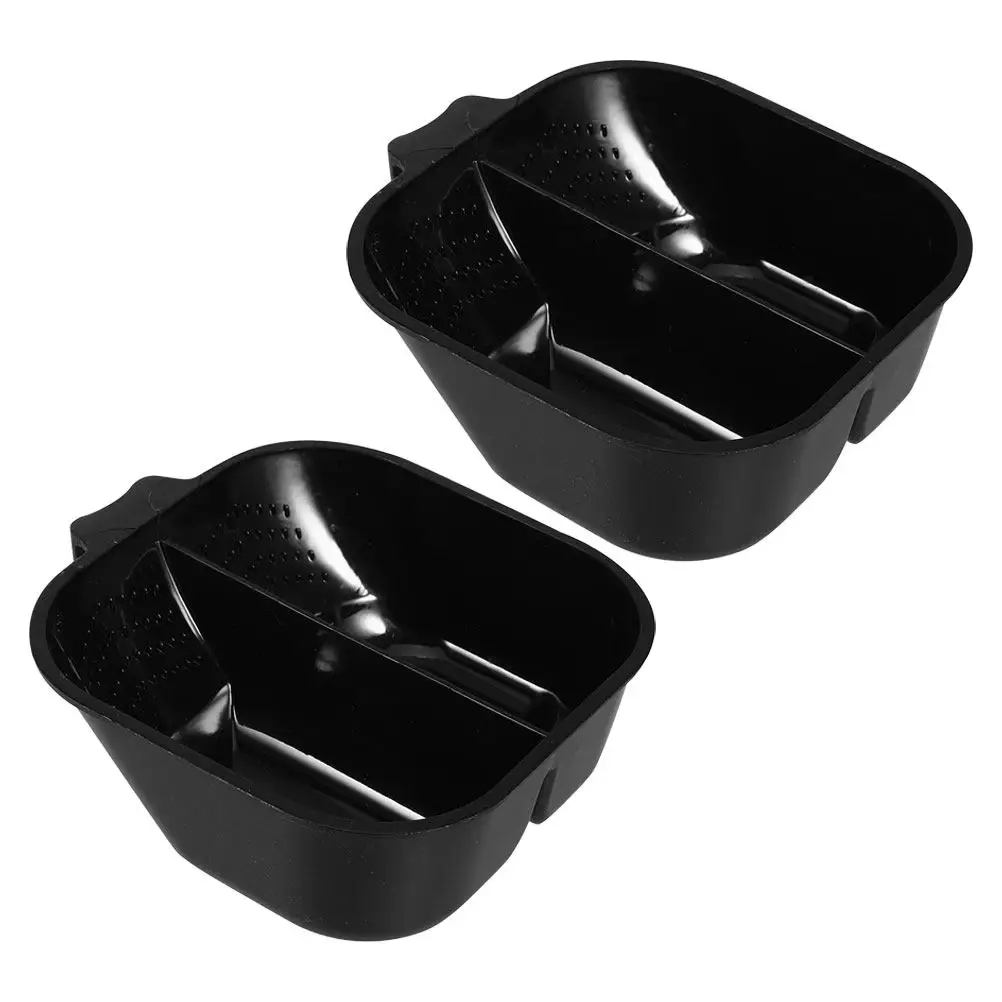 2Pcs Black Hair Coloring Mixing Bowls with Divider Large Capacity Reusable Dye Bowl Set for Professional Stylists and Home DIY