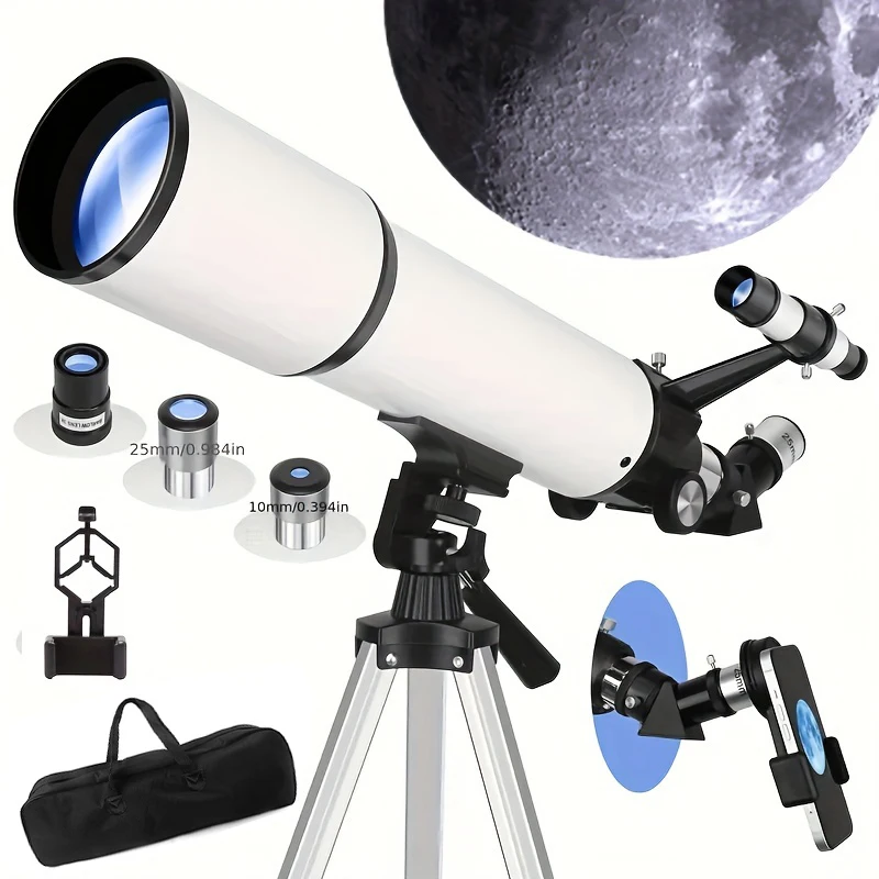 BORWOLF-telescopio astronómico profesional 180X, Monocular de 80MM de gran apertura para observar aves, nebulosa lunar, 80600