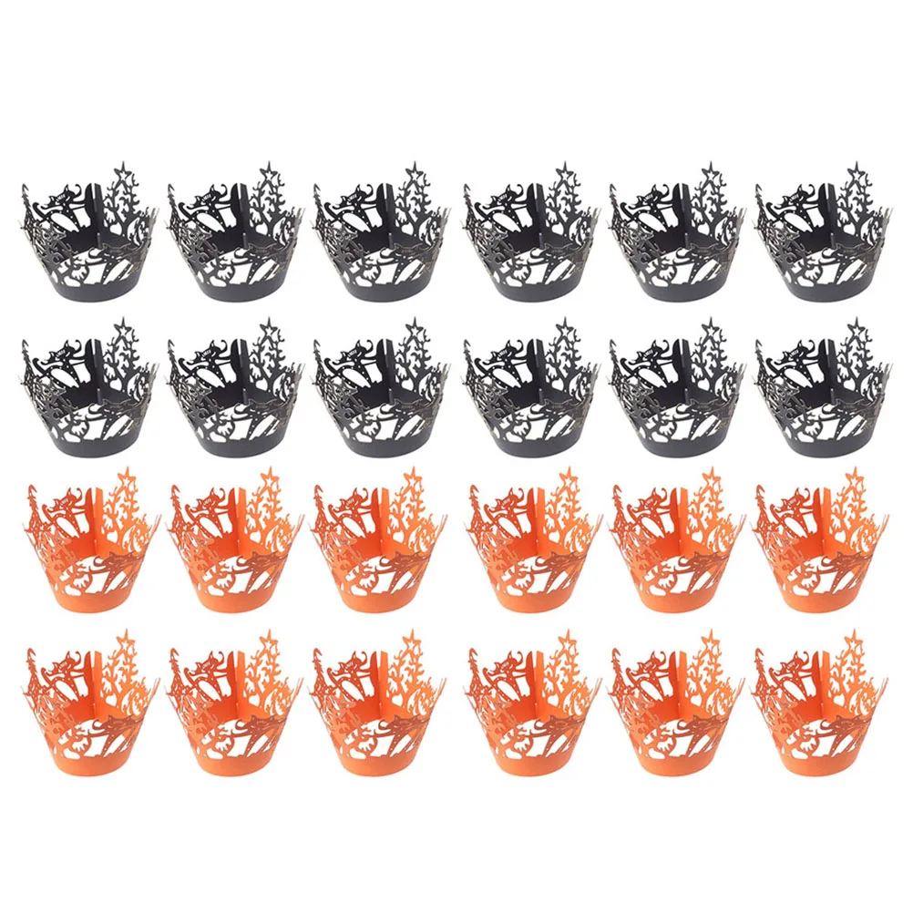 

100 Pcs Cake Lace Paper Holder Baking Cupcakes Halloween Wrappers Hollow Art Black Birthday Party Wedding CHRISTMAS