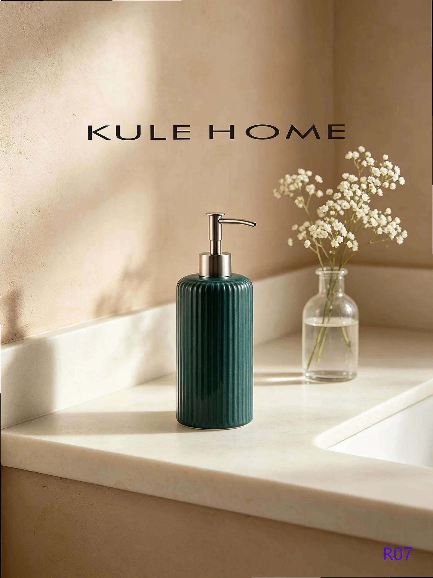 KULE HOME Luxury Ceramic Soap Dispenser Shampoo Body Wash Pump Bottle Hotel