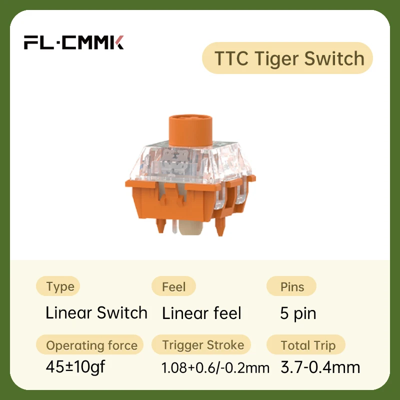 

FL·ESPORTS 35Pcs Kailh Tactile Switch TTC Tiger Ice Mint lubricatied Linear/Paragraph Switch for MX Mechanical Keyboard 3/5 Pins