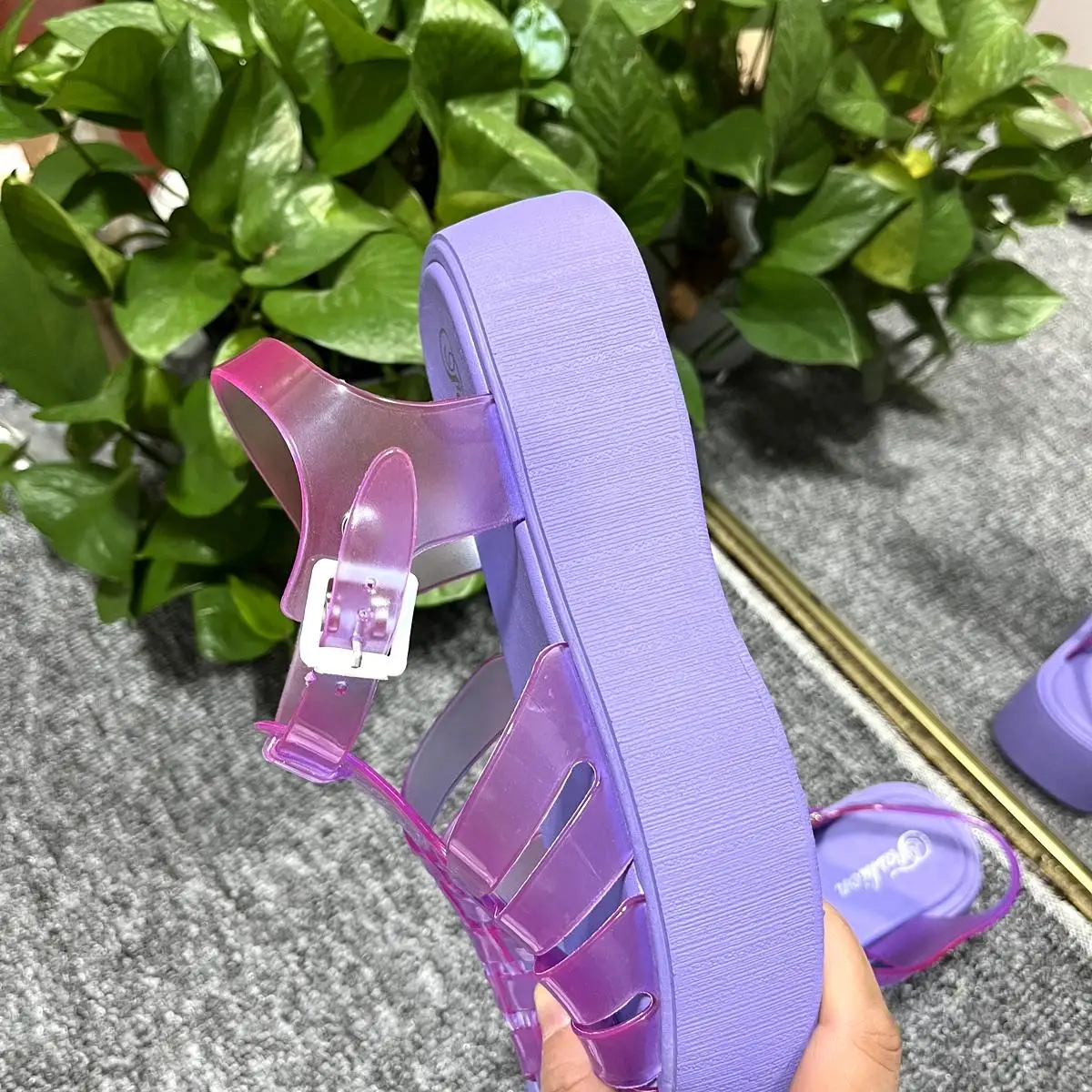 Toe Closed Summer Beach Sandals Shoes Women Fashion Jelly Sandals Rome Shoes Soft Pvc Material Women Summer Rome Sandals