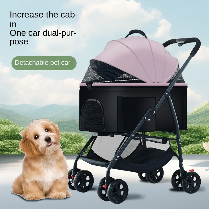 

Outdoor Pet Dog Cat Teddy Baby Stroller Foldable Small Pet Cart Lightweight Travel Carriers & Strollers