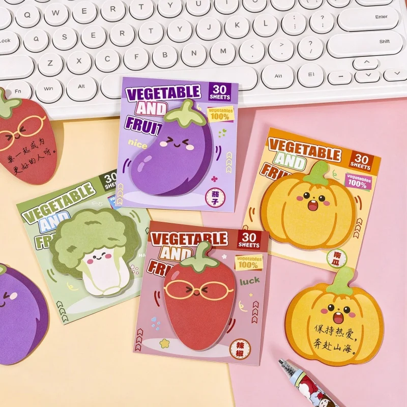 60pcs/lot Kawaii Eggplant Pumpkin Vegetables Memo Pad Cute N Times Stationery Label Notepad Bookmark Post School Supply