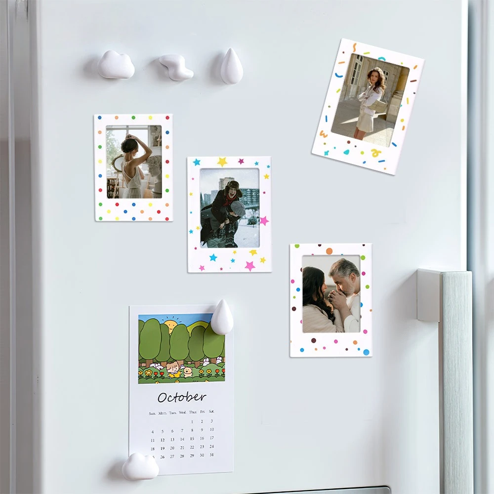 8 Pc Set Cute Patterned Magnetic Frame for Instax Mini 12 11 7S 25 40 70 90 Evo Liplay Link 3 Inch Photo Heart Star Dot