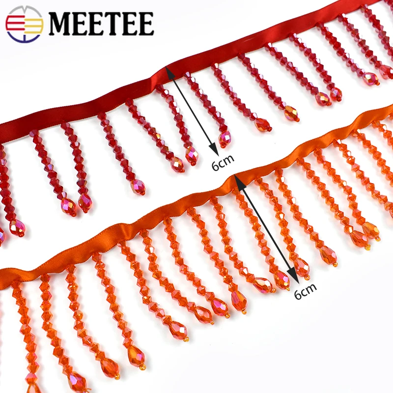 90cm 6cm Crystal Tassel Fringe for Sewing Clothes Bag Beaded Lace Trim Ribbon DIY Stage Headdress