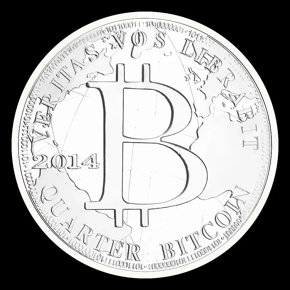 2014 عملة البيتكوين القابلة للجمع مطلية بالفضة عملات البيتكوين المشفرة تذكارية عملات التشفير المادية الحاضر #4