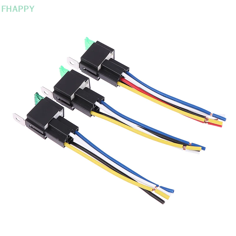 Relé automático con voltaje de bobina de fusible, Rel de vehículo, 12V, 24V, CC, 4 pines, 5 pines, 30A, 4 P, 24V, 4 P, 12V, 5 P, 1 unidad