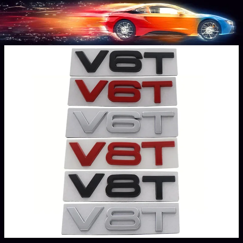 3D V8T V6T V6 V8 T car Hood Fender trunk Rear Bonnet Nameplate Decal Emblem Badge Sticker for A1 A3 A5 A6 A4 A7 Q3 Q5 Q7