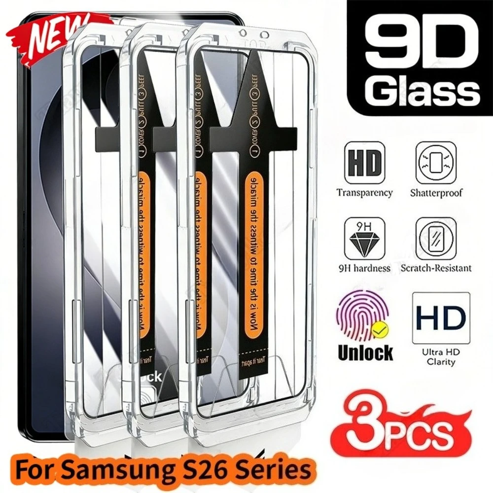 

3Pcs Full Cover Screen Protector for Samsung Galaxy S26 S25 S24 Ultra S23 S22 S21 Plus S25 S24 FE One Click Installation Glass