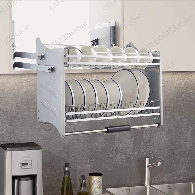 New Kitchen Cabinet Lifting Basket Up and Down Cabinet Shelf Drawing Basket Seasoning Basket Dishes Lifting