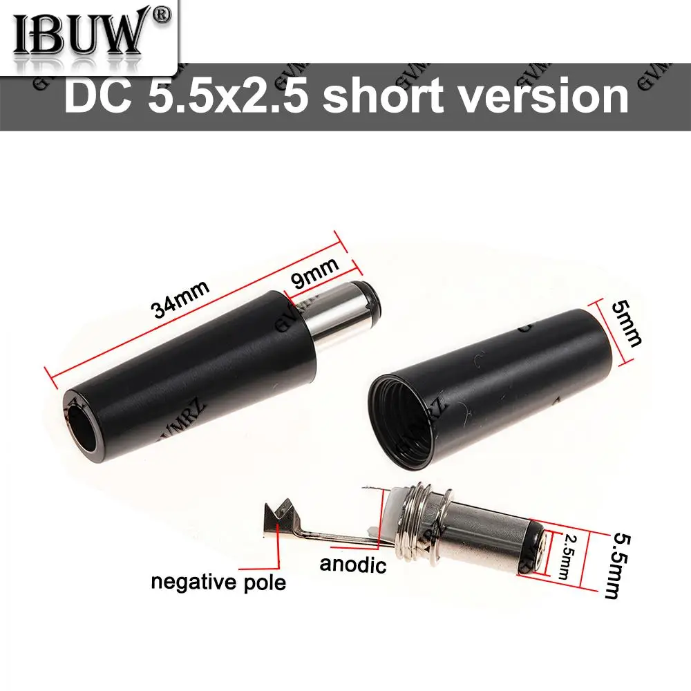10PCS 5.5x2.1mm DC005 DC power plug Male round plug Wire welding type Wiring welding head 5.5*2.1mm DC-005 5.5*2.5mm