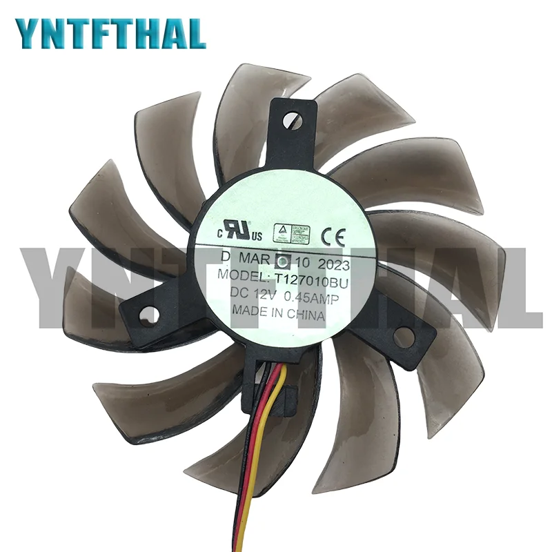 Para Everflow Graphics Cooling Fan T127010BU DC12V 0.45A 3 Linhas Computador Cooler 7.5CM Novo