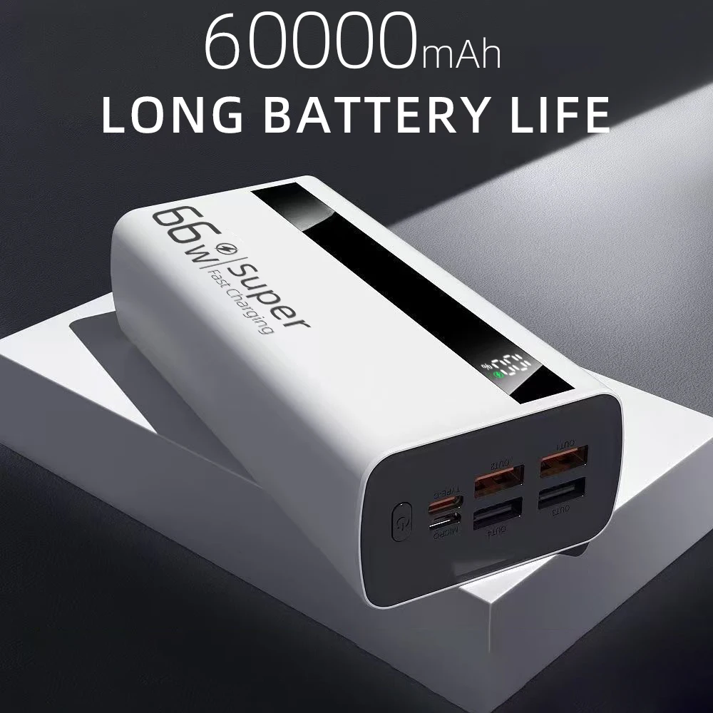 60000mAh Powerbank, 66W Superschnelles Ladegerät, Tragbares Hochleistungs-Ladegerät, Lokaler Speicher, Geschenkidee, Kompatibel mit Android & iOS