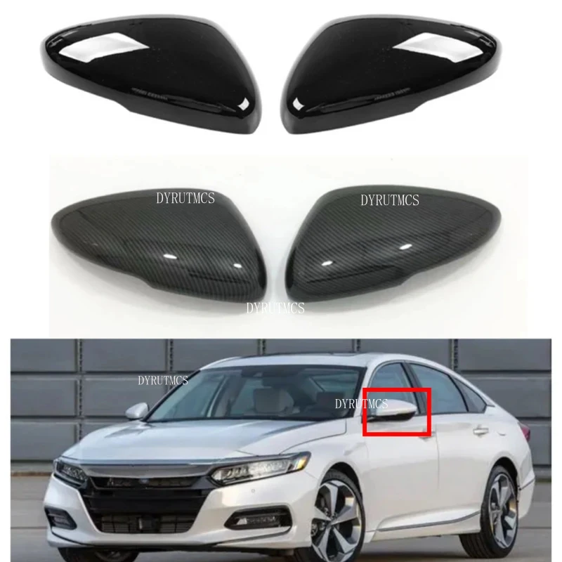 Car Rearview Side Mirror Cover Fit For Honda Accord 2018-2023  Wing Cap Sticker Door Rear View Case Trim Carbon Fiber Look