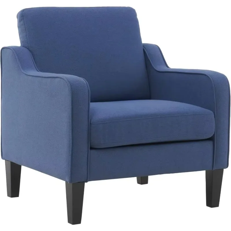 

Modern Accent Chair,Navy Blue Fabric for Living Room Upholstered Armchair with Scooped Arms