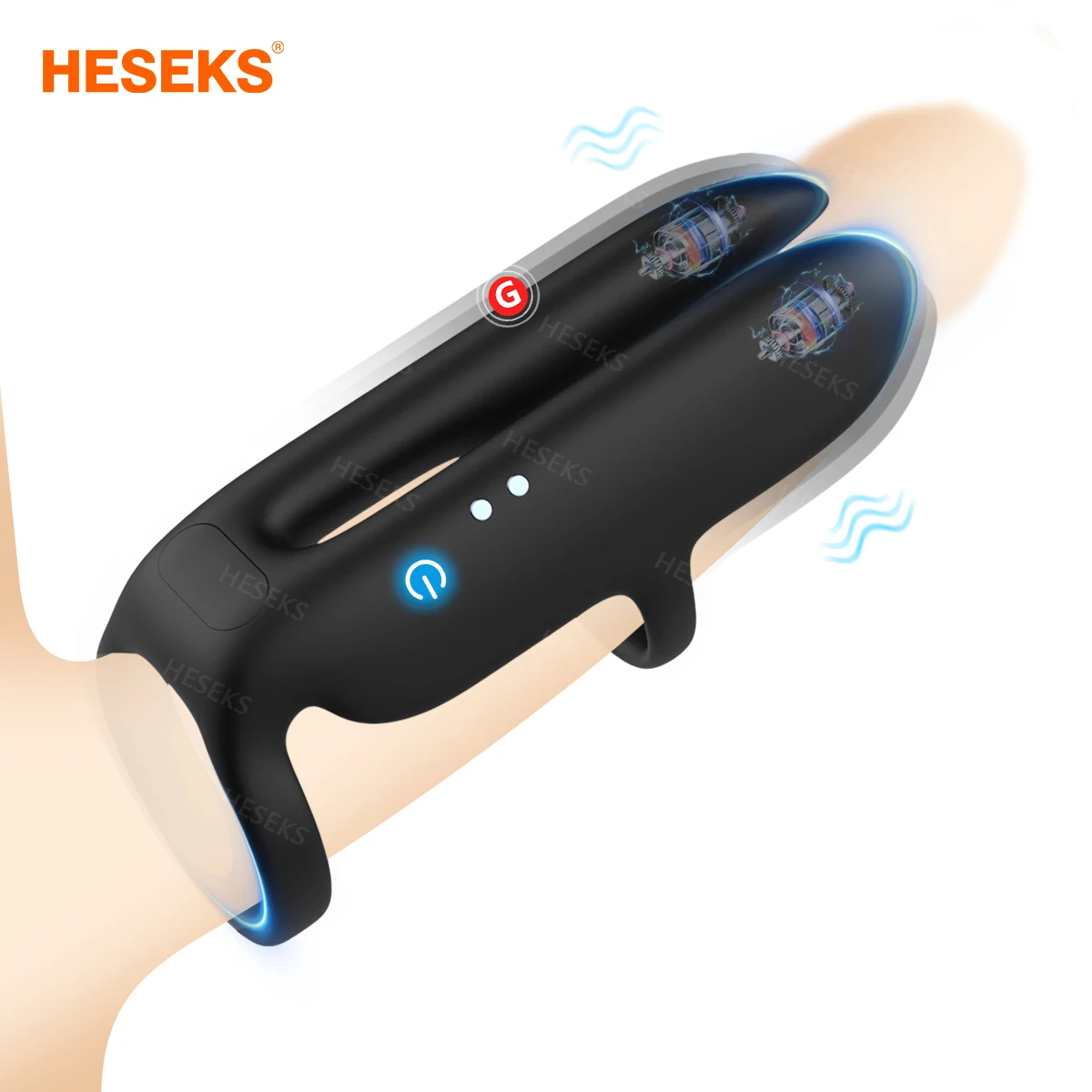 HESEKS Dual Motor Vibrating Penis Ring Cock Sleeve Penis Vibrator Extender Enlarge Delay Ejaculation Erection Sex Toys for Men