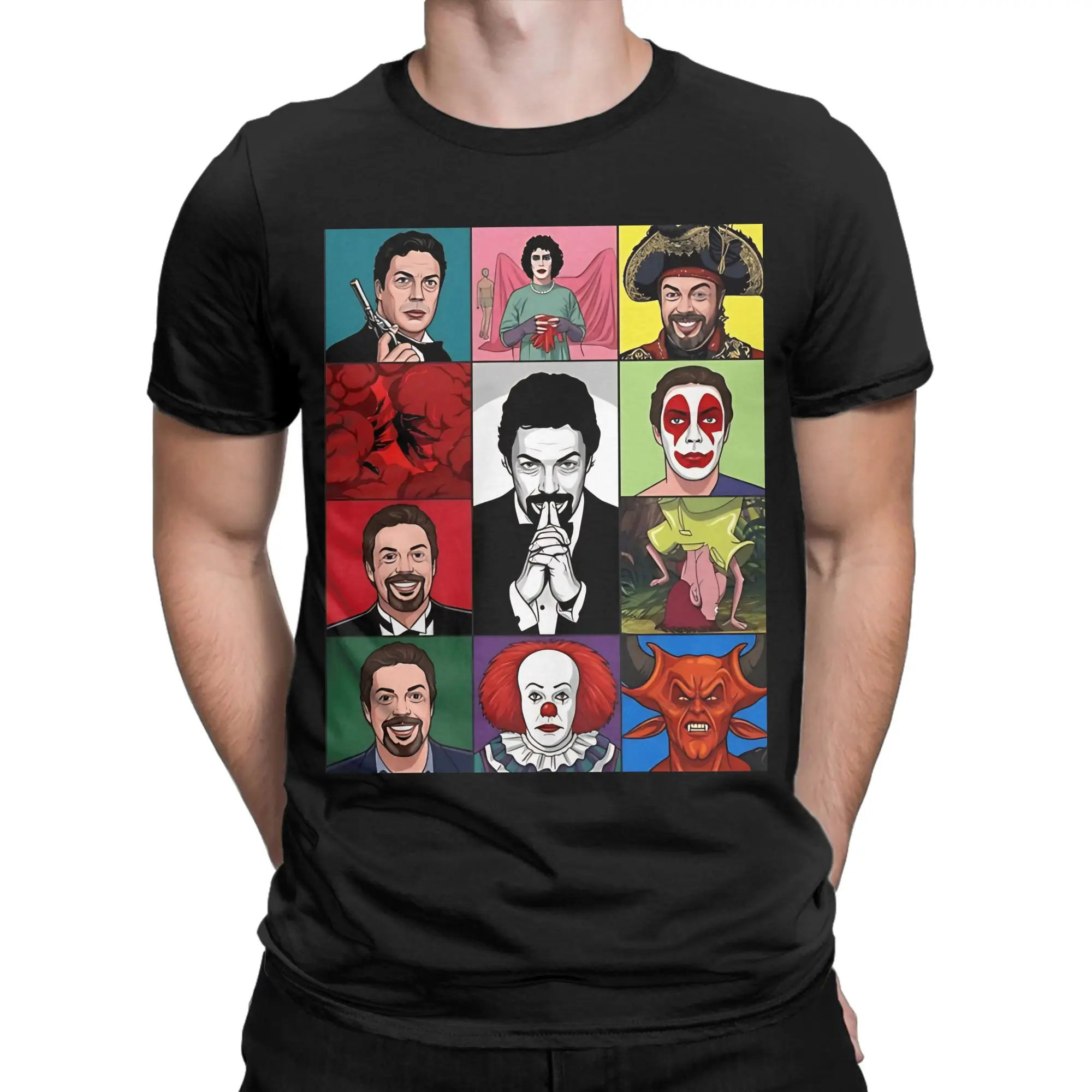Camisetas com Personagens de Tim Curry para Homens e Mulheres, Filme de Terror Frank, Camiseta de Algodão Puro, Gola Redonda, Tamanho Grande