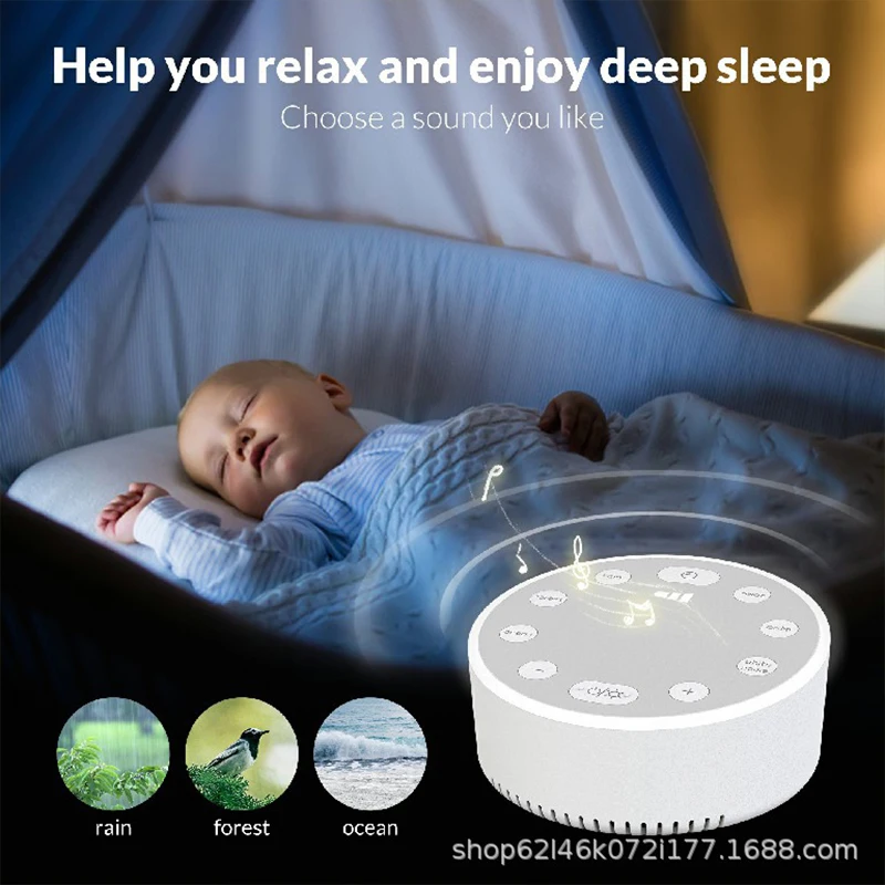 Baby White Noise Machine USB Rechargeable Timed Shutdown Sleep Machine Baby Sleep Sound Player Night Light Timer Noise Player