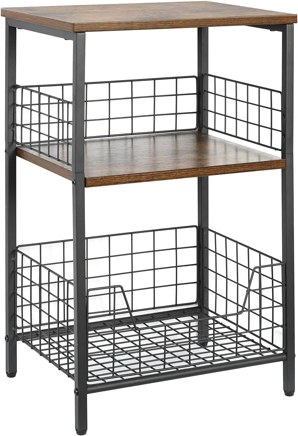 

Sofa side table, industrial retro bedside table, storage rack for living room, bedroom, kitchen, home and office