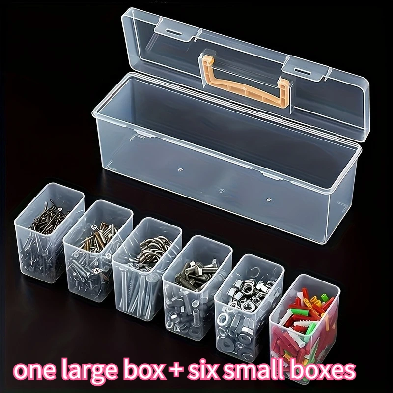 Professional 7-Piece Tool Organizer Set,Transparent Parts Storage with Dividers-Portable Case for Screws,Wrenches & DIY Hardware