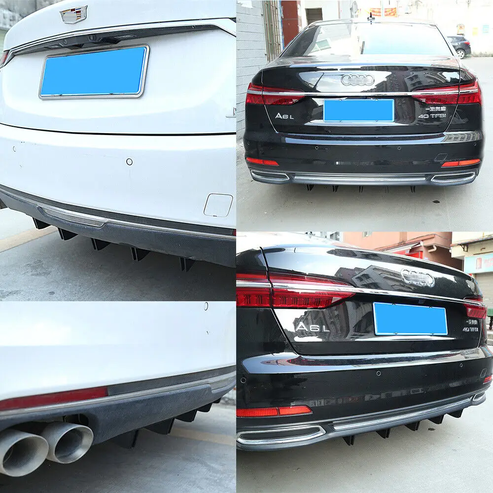 81.5 cm Double Layer 10 Fins Car Rear Bumper Lip For Acura TL TLX NSX TSX Rear Shark Fin Style Curved Bumper Lip Diffuser