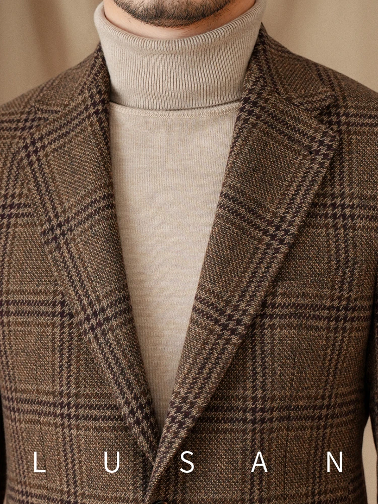 Mr. Lu San 50% Wool Prince Ge Coffee Retro Suit Fall/Winter Italian Gentry Warm High-setting Suit Men