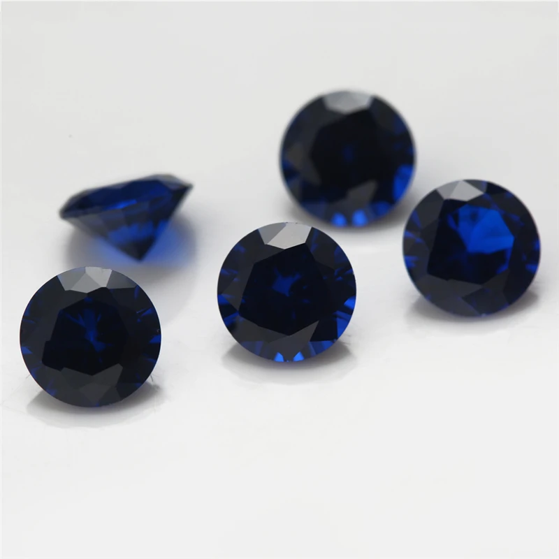 Blaue synthetische Spinell-Steine, runder Brillantschliff, 1 mm–12 mm, lose Edelsteine zur Schmuckherstellung, 112 # 113 # 114 # Farbe – Detail 4