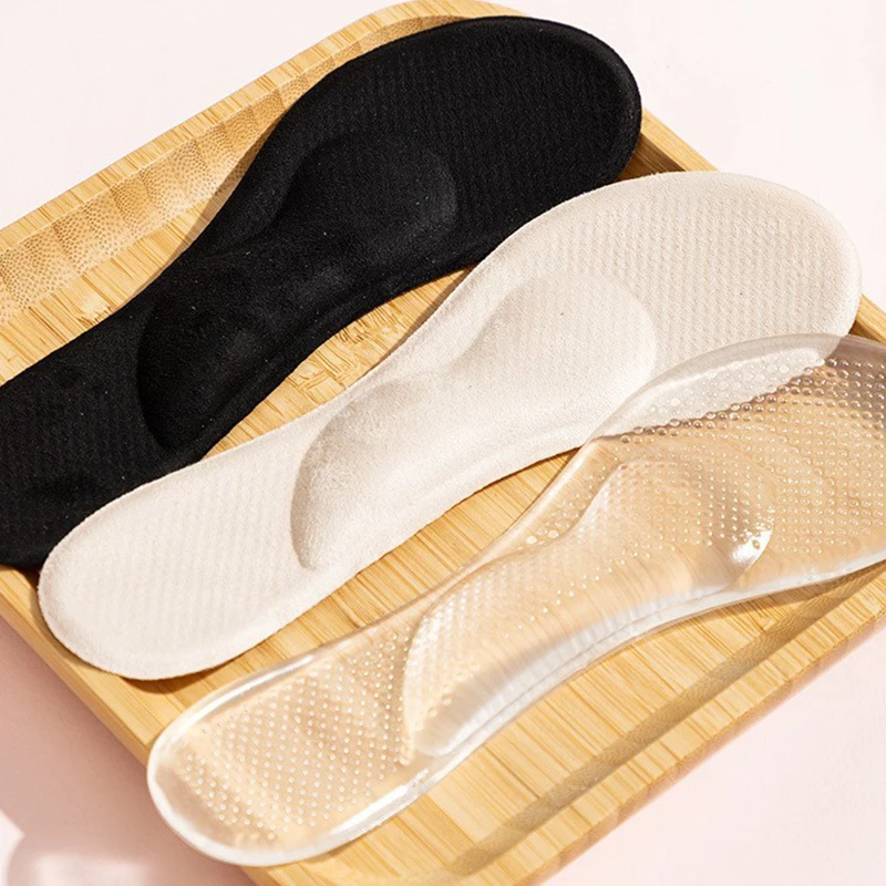 1 Paar Sandalen-Einlegesohlen mit hohem Absatz, Silikon-Wildleder-Einlegesohlen mit Fußgewölbestütze, verdickte Fußgewölbestütze, weich, rutschfest, unsichtbar, selbstklebende Einlagen – Detail 6