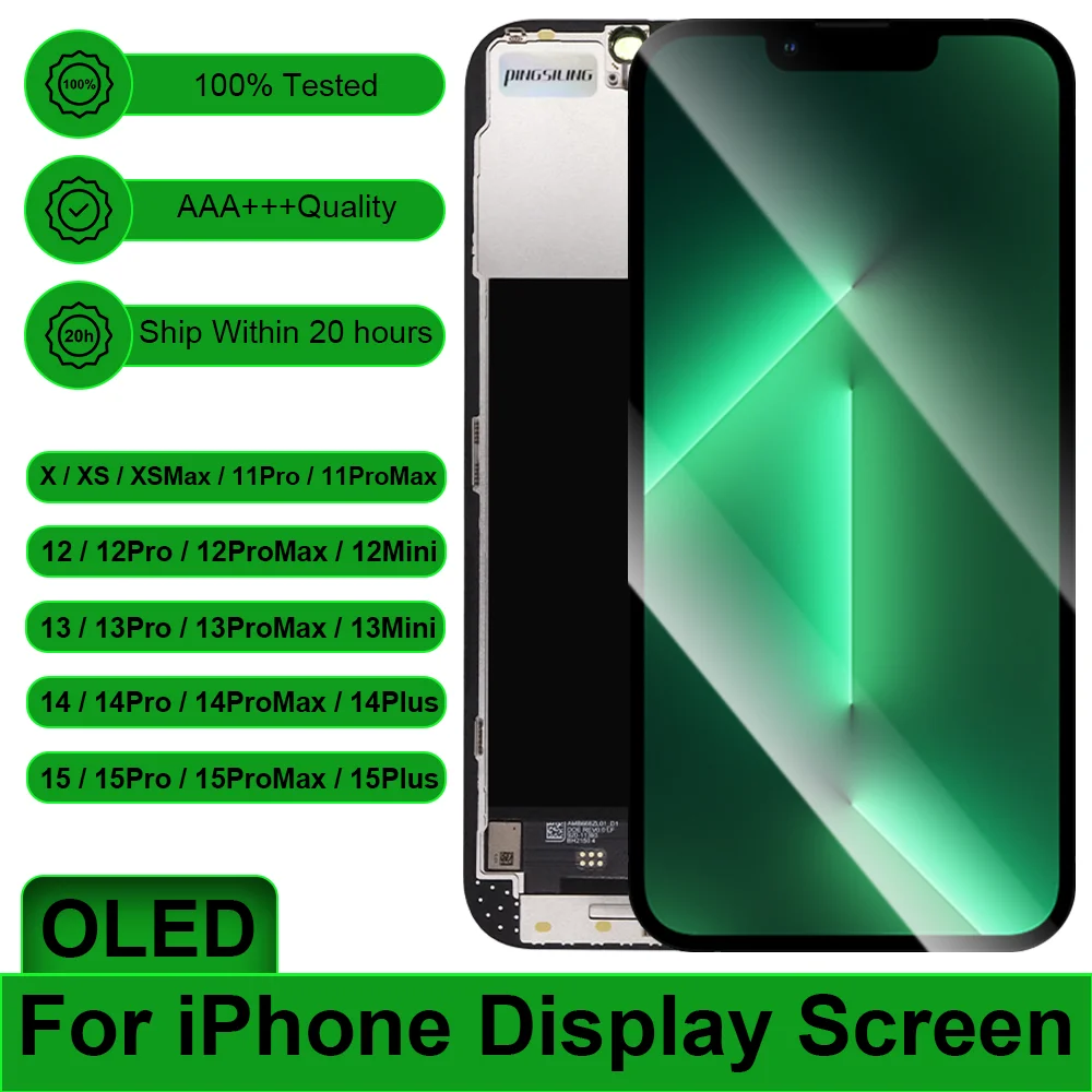 PINGSILING Pantalla OLED AAA+++ para iPhone X XS MAX 12 13 Mini 14 15 Pro Max Plus, Pantalla OLED con 3D Touch ﻿